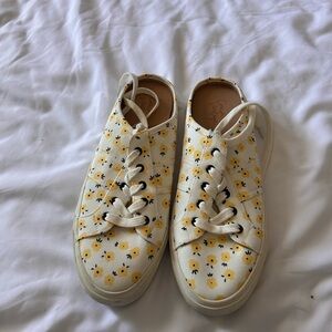 Crown Vintage Canvas Sneakers with Yellow Floral Print